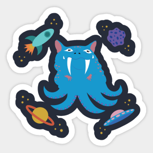 Whimsical Blue Tentacle Creature Sticker